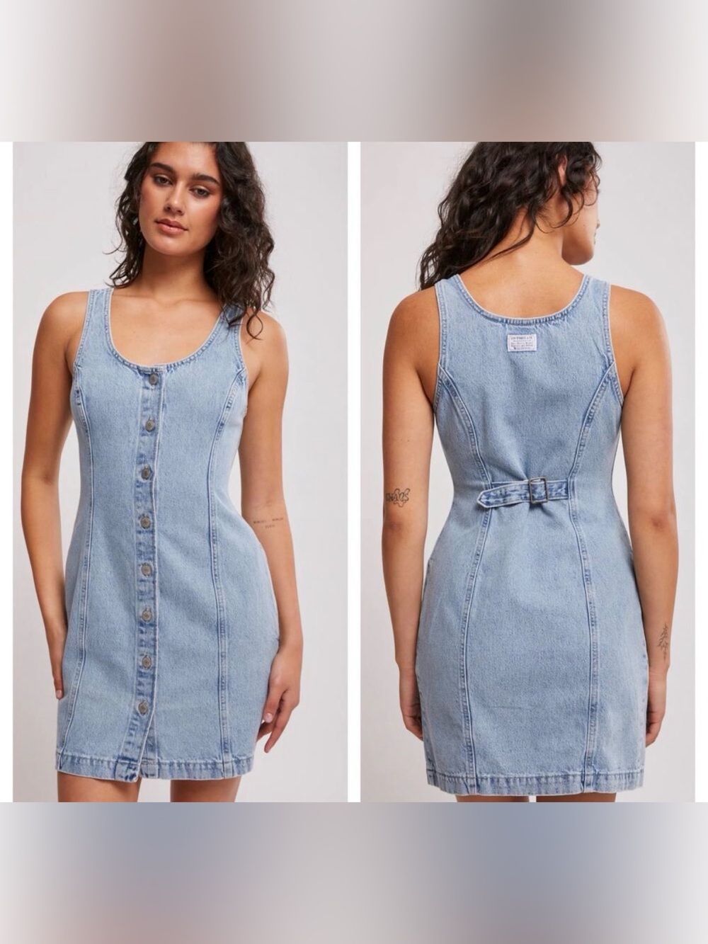 Levi's® Tuli Denim Sleeveless Mini Dress With 8 Front Button Closure Size Medium